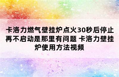 卡洛力燃气壁挂炉点火30秒后停止再不启动是那里有问题 卡洛力壁挂炉使用方法视频